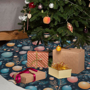 Rustikales Pine Tree Muster Baumrock Polyester Weihnachtsbaumdecke