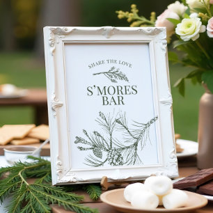 Rustikales Pine Wedding S'mores Bar Sign Poster