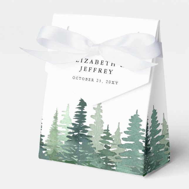 Rustikales Pine Winter Wedding Gefallen Box Geschenkschachtel (Vorderseite)