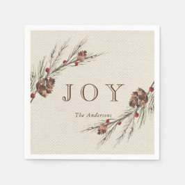 Rustikales Pinecone Weihnachtsbuch Serviette