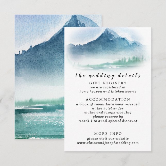 Rustikales Piniengebirge Hochzeitssaal Begleitkarte (Vorne/Hinten)
