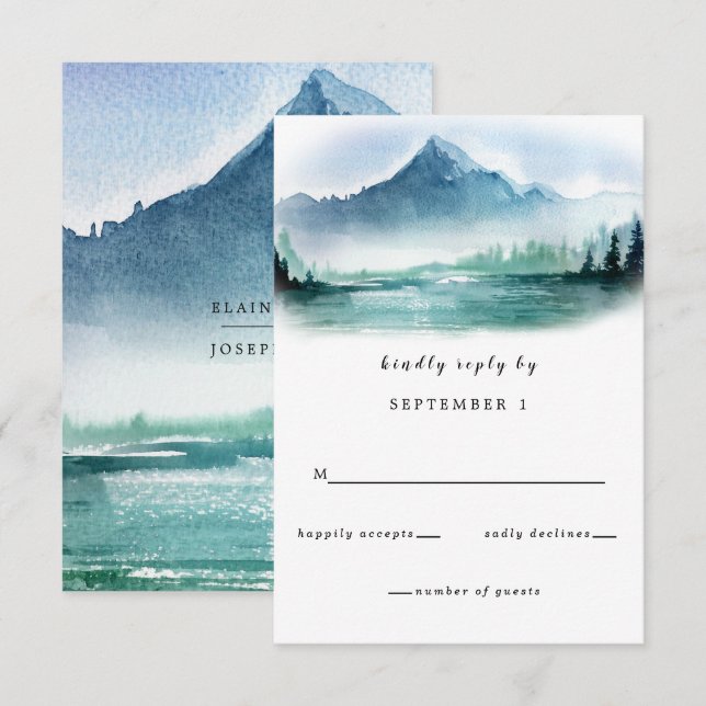 Rustikales Piniengebirge Hochzeitssaal RSVP Karte (Vorne/Hinten)