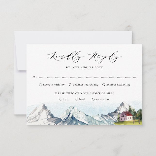 Rustikales Pinienwald Hochzeit RSVP Karte (Vorderseite)
