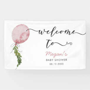 Rustikales Pink Balloon Baby Dusche Begrüßungsba Banner