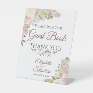 Rustikales Pink Boho Floral Bitte Unterschreiben S Sockelschild