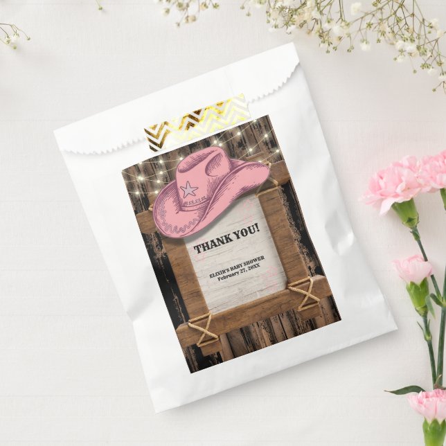 Rustikales Pink Cowgirl Hutelhut Baby Dusche Geschenktütchen (Versiegelt)