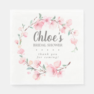 Rustikales Pink Floral Brautparty Vielen Dank Serviette