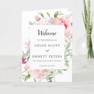 Rustikales Pink-Foto-Hochzeitsprogramm Programm