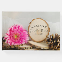 Rustikales Pink Gerber Daisy Woodland Wedding Gästebuch