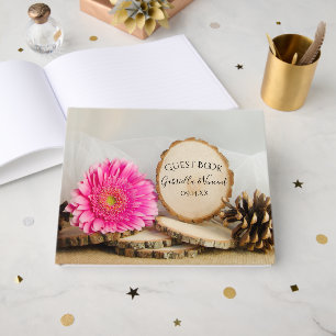 Rustikales Pink Gerber Daisy Woodland Wedding Gästebuch