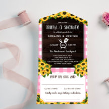 Rustikales Pink Gingham Sunflowers Baby-Q Dusche