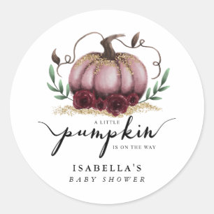 Rustikales Pink Gold Pumpkin Baby Duschmittel Runder Aufkleber