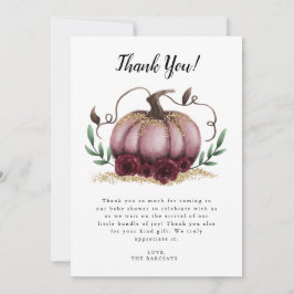 Rustikales Pink Little Pumpkin Baby Dusche Dankeskarte