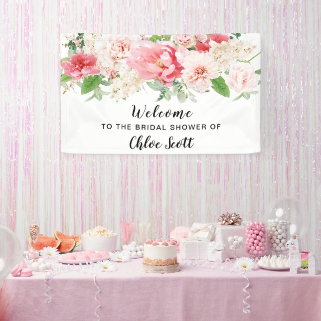 Rustikales Pink Peony Brautparty Willkommensbanner Banner (Party)