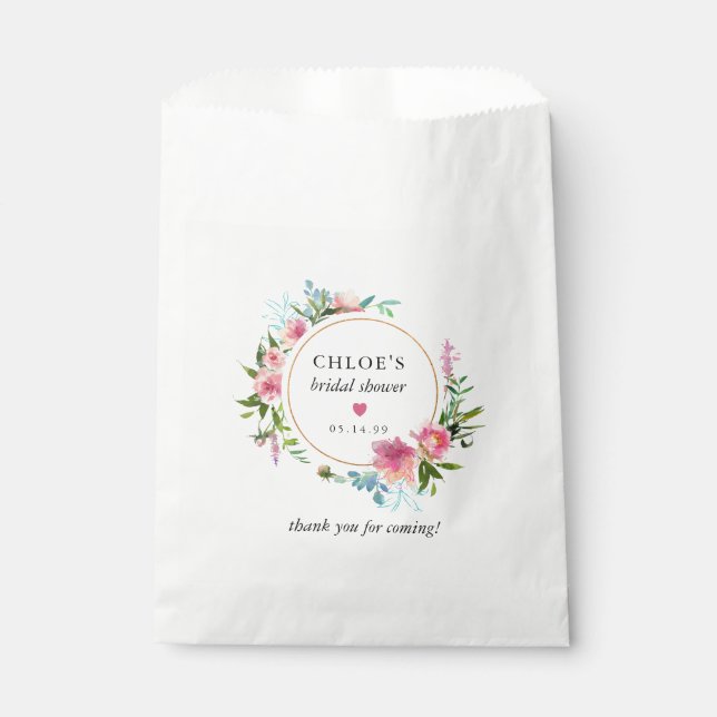 Rustikales Pink Peony Floral Brautparty Geschenktütchen (Vorderseite)
