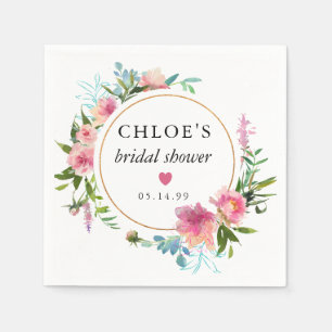 Rustikales Pink Peony Floral Brautparty Serviette