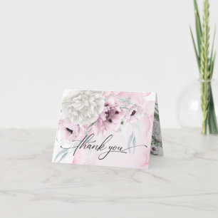 Rustikales Pink Poppies White Dahlia Garden Vielen Dankeskarte