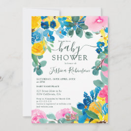 Rustikales pinkfarbenes grünes Foto Babydusche Einladung