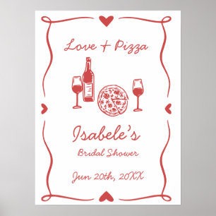 Rustikales Pizza & Brautparty Poster
