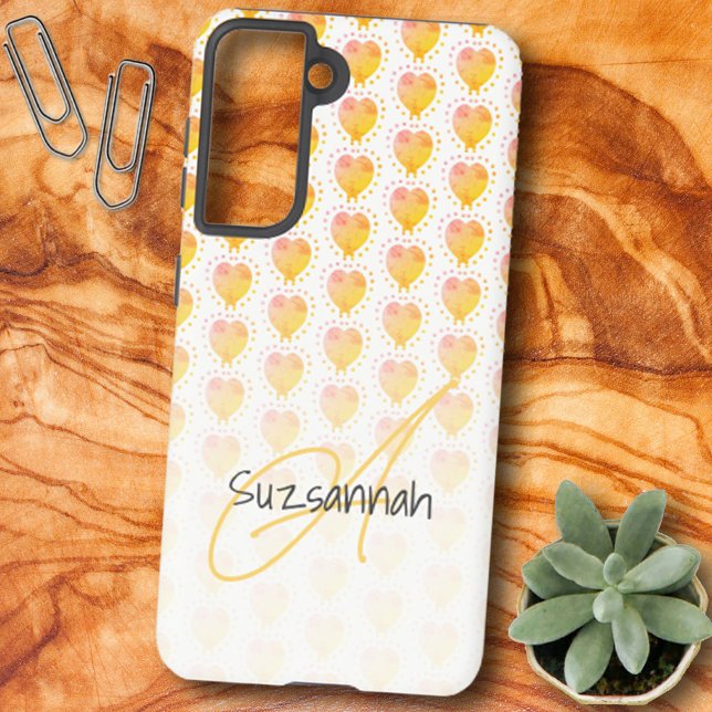 Rustikales Polka Dot Golden Sand Gelbes Herzmuster Samsung Galaxy Hülle (Von Creator hochgeladen)