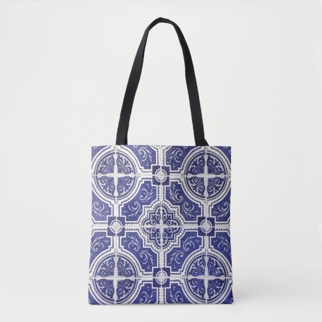 Rustikales portugiesisches Fliesenmuster - Azulejo Tasche (Vorderseite)
