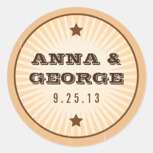 Rustikales Poster: Cream & Brown Wedding Sticker S