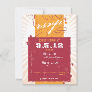 Rustikales Poster: Hochzeit RSVP in Rosa und Orang Karte