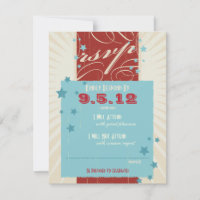 Rustikales Poster: Rot, Weiß und Blau Hochzeit RSV