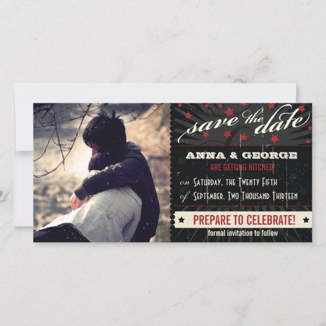 Rustikales Poster: Rotes & Schwarzes Save-the-Date Save The Date (Vorderseite)