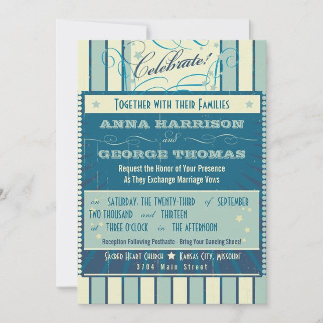 Rustikales Poster: Sandy Beach Custom Wedding Einladung (Vorderseite)
