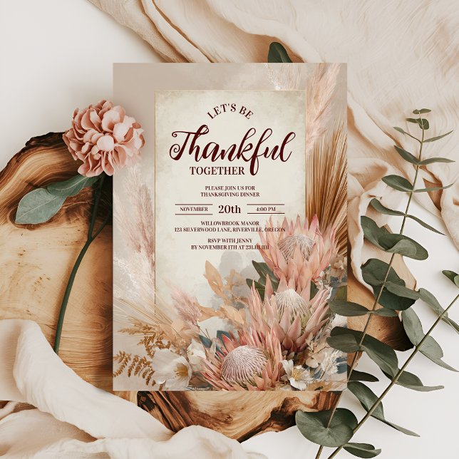 Rustikales Protea Bloom Erntedank Dinner Einladung (Von Creator hochgeladen)