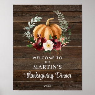 Rustikales Pumpkin Erntedank Dinner Welcome Poster