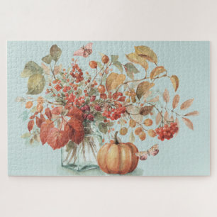 Rustikales Pumpkin Fall Foliage Bouquet Wasserfarb