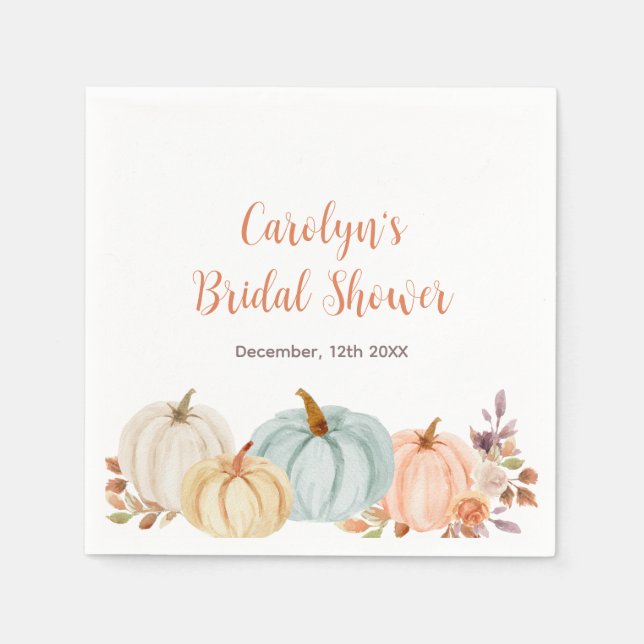 Rustikales Pumpkin Floral Brautparty Napkin Serviette (Vorderseite)