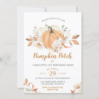 Rustikales Pumpkin Patch Geburtstags-Bash-Party Einladung