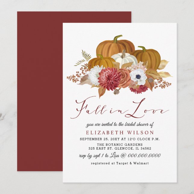 Rustikales Pumpkins Herbst-Brautparty Einladung (Vorne/Hinten)