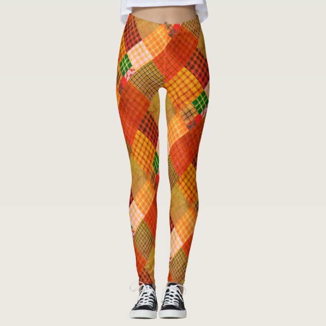 Rustikales Quilt-Patchwork Leggings (Vorderseite)