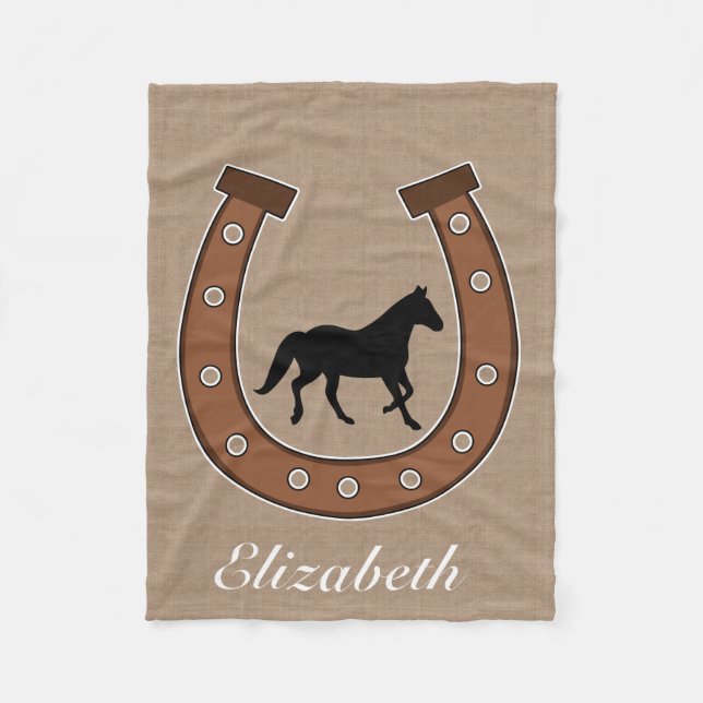 Rustikales Ranch-Western-Hufeisen und schwarzes Fleecedecke (Vorderseite)