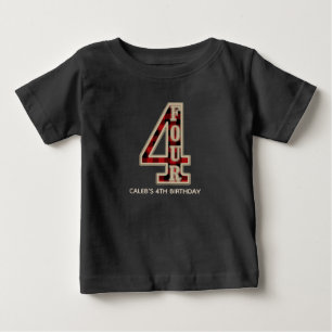 Rustikales Red Black Buffalo Kariert 4. Geburtstag Baby T-shirt