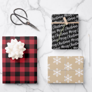 Rustikales Red Buffalo Kariert Frohe Weihnachten Geschenkpapier Set