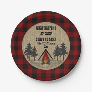 Rustikales Red Buffalo Karo Camp Camping Party Nam Pappteller