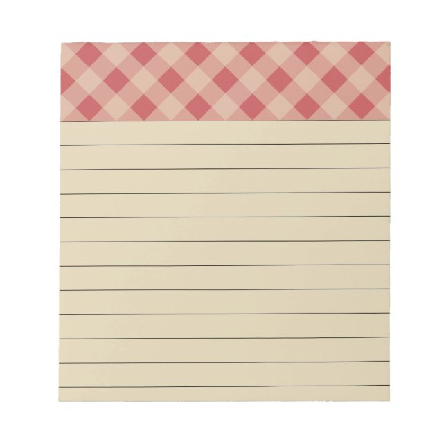 Rustikales Red Checked Editor Notizblock (Vorderseite)
