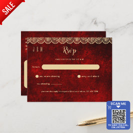 Rustikales Red Gold Hochzeitsrennen RSVP für passe Postkarte