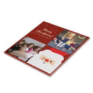 Rustikales Red & Gold Weihnachtsfest und Foto Fliese