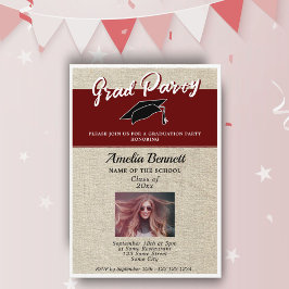 Rustikales Red Graduate Cap Graduation Party Foto Einladung