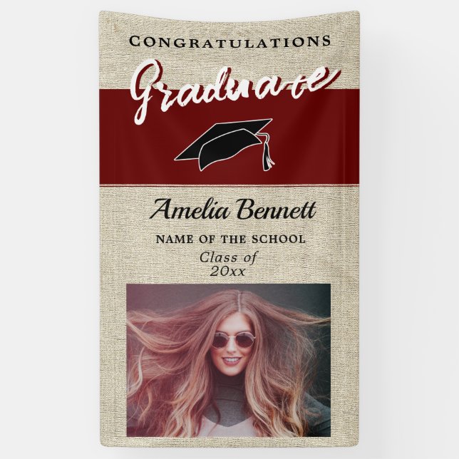 Rustikales Red Gratulation Graduation Party Foto Banner (Vertikal)
