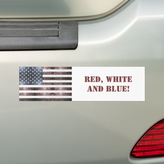 Rustikales Red White Blue Glitzern USA-Flag mit Te Autoaufkleber (Auf Auto)
