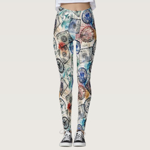 Rustikales Reisepass-Stempel-Reisemuster (2) Leggings