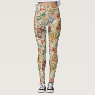 Rustikales Reisepass-Stempel-Reisemuster (5) Leggings