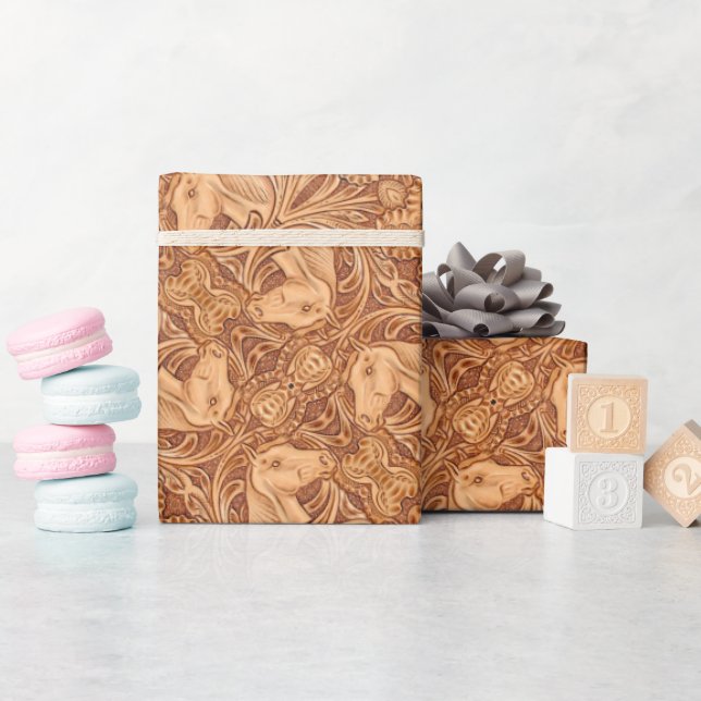 Rustikales Reitpferd aus Western Geschenkpapier (Babyparty)